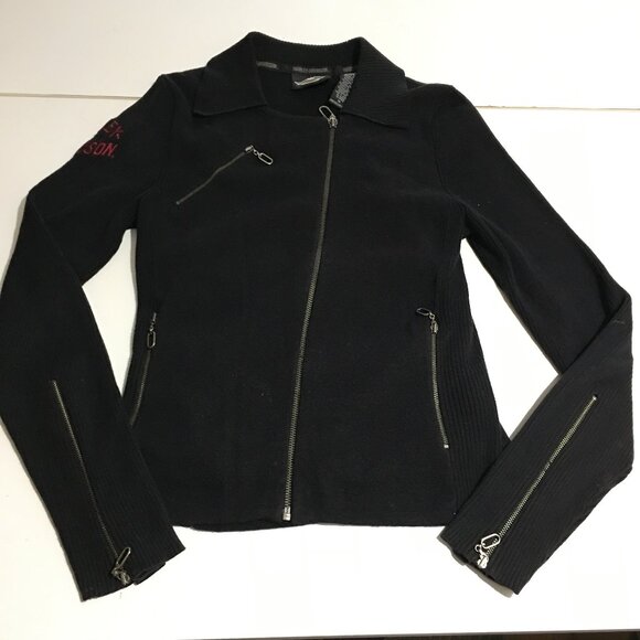Harley-Davidson Womens Long Sleeve Zip Front Sweater Jacket Medium - Picture 1 of 10